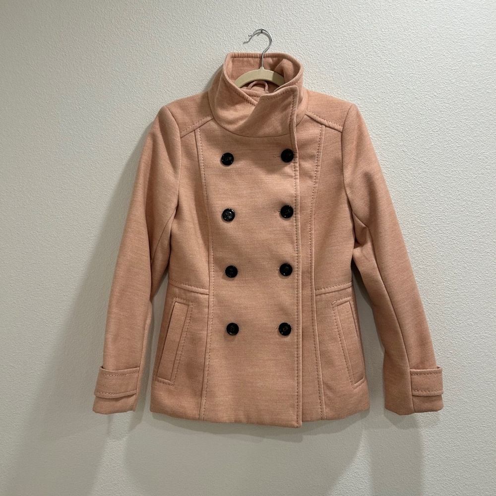 H&M pink double breasted coat